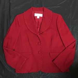 Doncaster red jacket long sleeve button front